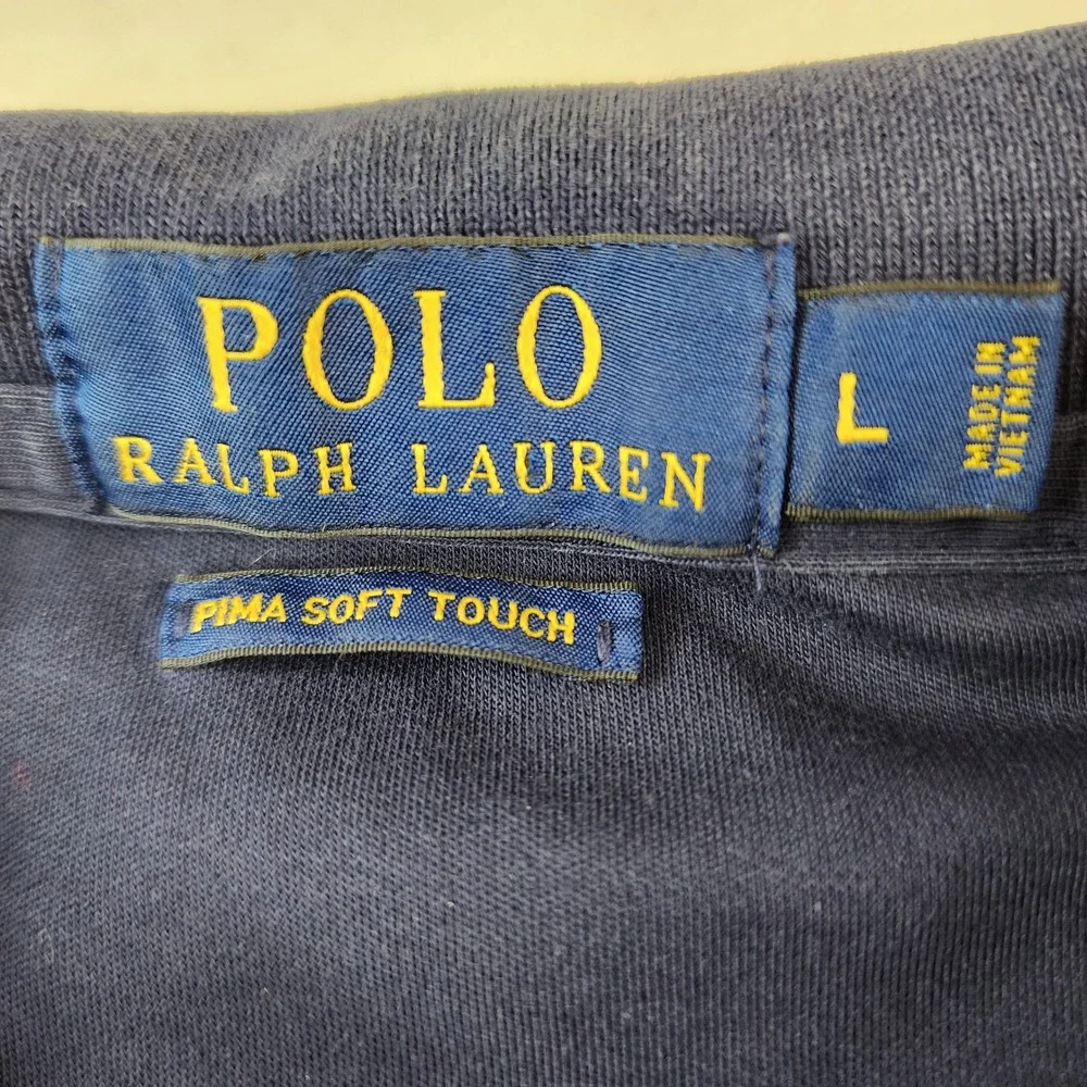 Polo Ralph Lauren Polo Mens Large Navy Blue Pima Soft Touch Short Sleeve Logo